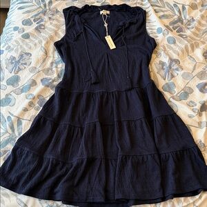 Max Studio Navy Tiered Mini Dress